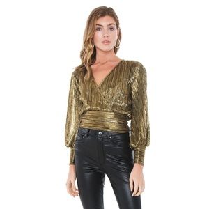 Bardot Gold Pleated Blouse